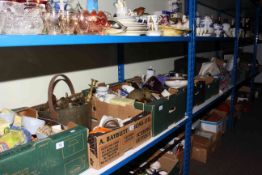 Eleven boxes of character jugs, radios, metalwares, boxed toys, ceramics, glass, etc.