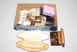 Box of costume jewellery including some silver.