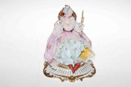 Capo di Monte crinoline lady with vanity mirror, 19cm.