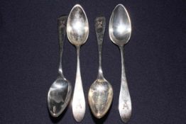 Set of four German silver tablespoons, Munich 1825.