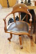 Early 20th Century mahogany swivel desk chair.