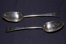 Pair George III silver old English pattern tablespoon, London 1797.