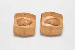 Robert Thompson of Kilburn pair of Mouseman octagonal napkin rings.