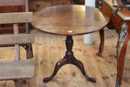 Georgian mahogany circular snap top supper table on turned pedestal tripod base,