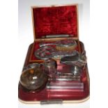 Silver brush and mirror set, Birmingham 1910, silver hair tidy, EP items, toilet bottles,