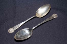 Two silver spoons for The Wire Fox Terrier Association, Sheffield 1927 and 1931.