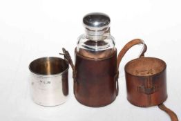 Drew & Sons, Piccadilly Circus, silver topped flask with silver beaker in leather case,