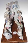 Collection of ten Lladro female figures.