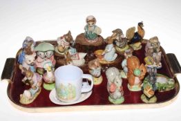 Collection of Royal Albert Beatrix Pottery figures, Beswick stand, cup and dish.