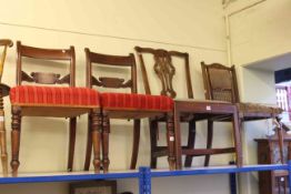 19th Century inlaid mahogany astragal glazed corner wall cabinet 94cm, pair Regency dining chairs,