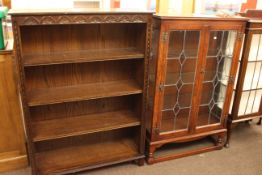 Jaycee oak four tier open bookcase with adjustable shelves 135cm by 98cm by 33cm and old leaded