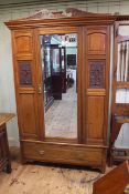 Victorian walnut mirror door wardrobe, 212cm by 135cm by 55cm.