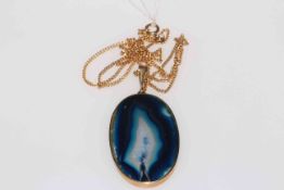 9 carat gold mounted 'crystal cave' pendant with 9 carat gold necklace.