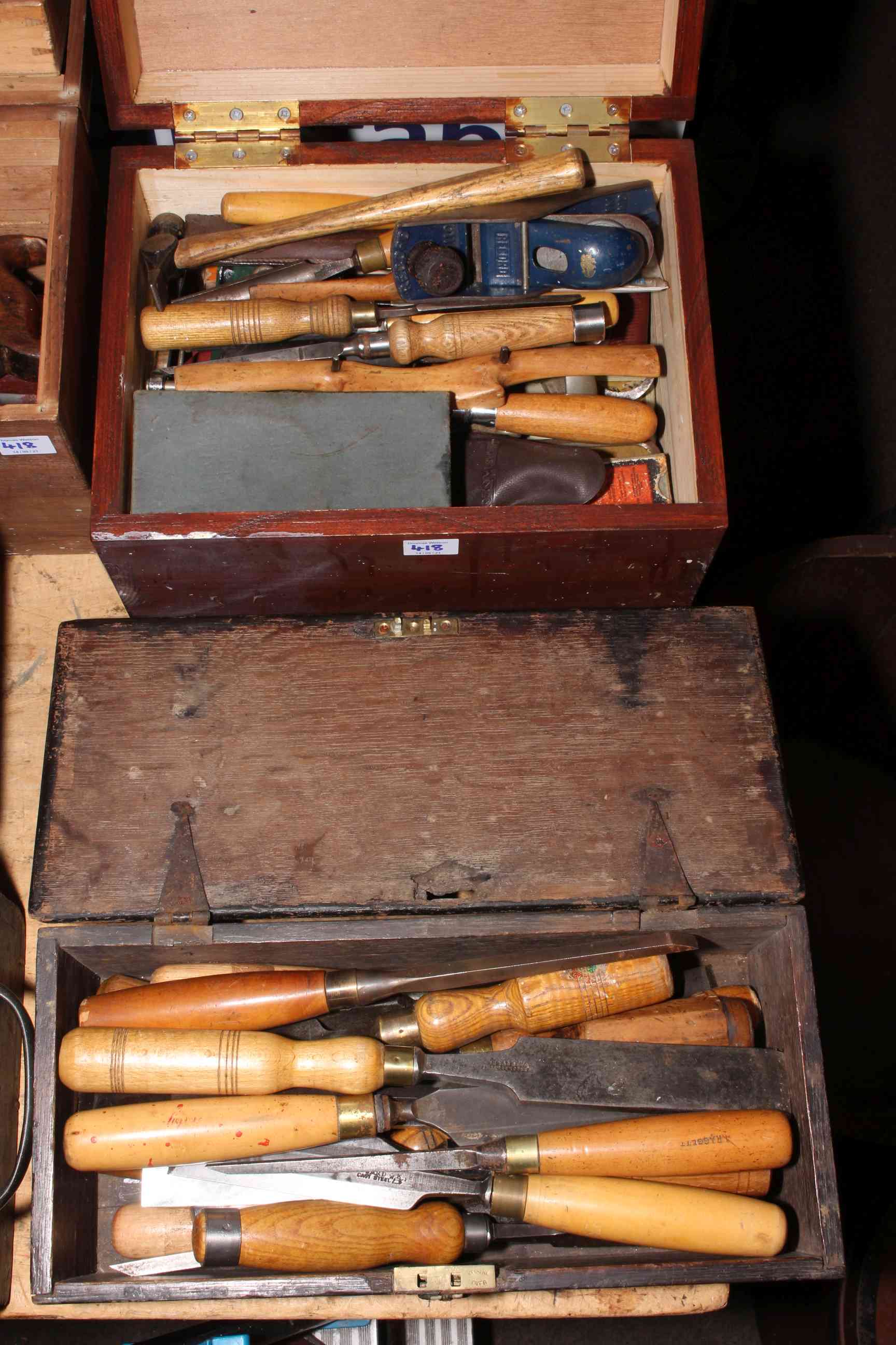 Four boxes of wood chisels and carpentry tools. - Image 2 of 2