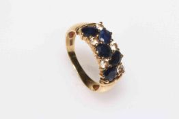 Sapphire and diamond 18 carat gold ring, size P.