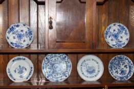 Six antique Delft blue and white plates.