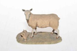Border Fine Arts 'Blue Faced Leicester Ewe and Lambs'. signed Ayres '81 no.