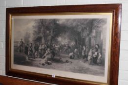 Edwardian framed print 'The Playground' and artists easel.