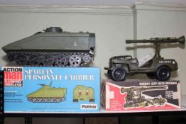 Action Man: Boxed Spartan Personnel Carrier, and boxed Cherilea Combat Jeep with Bazooka (2).