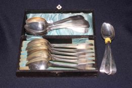 Set of six George III silver fiddle pattern teaspoons, London 1816, set of six Scottish teaspoons,