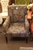 Edwardian occasional chair in tapestry fabric.