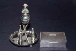 Military Bombardiers silver table cigar lighter by Frederick Bradford McCrea,