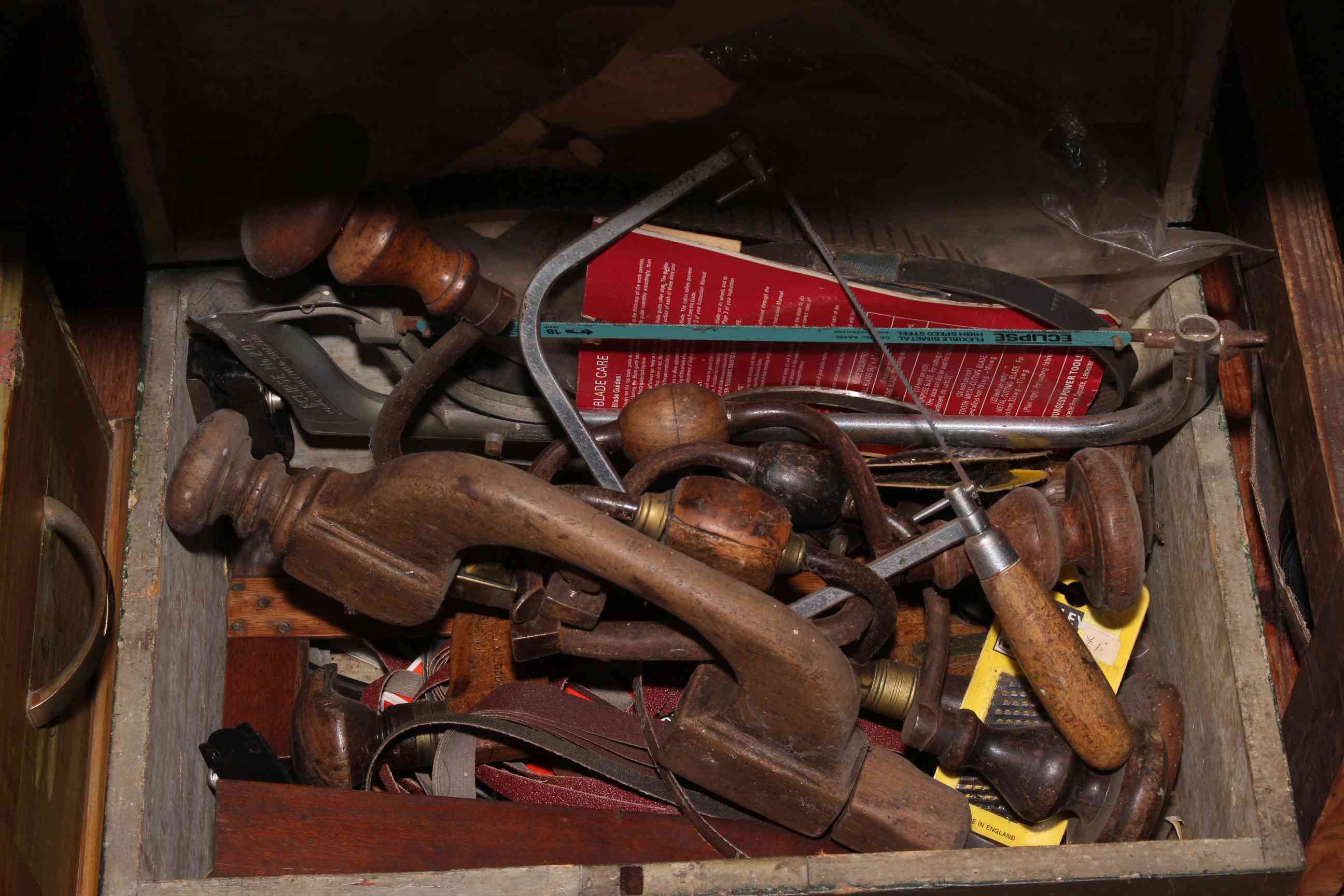 Two tool boxes and tools including vintage hand drills, drill bits and miscellaneous. - Image 3 of 3