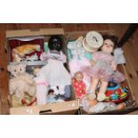 Two Steiff teddy bears, Chad Valley, collection of dolls, etc.
