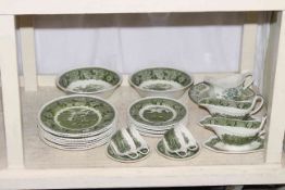 Adams 'English Scenic' green and white part table service.