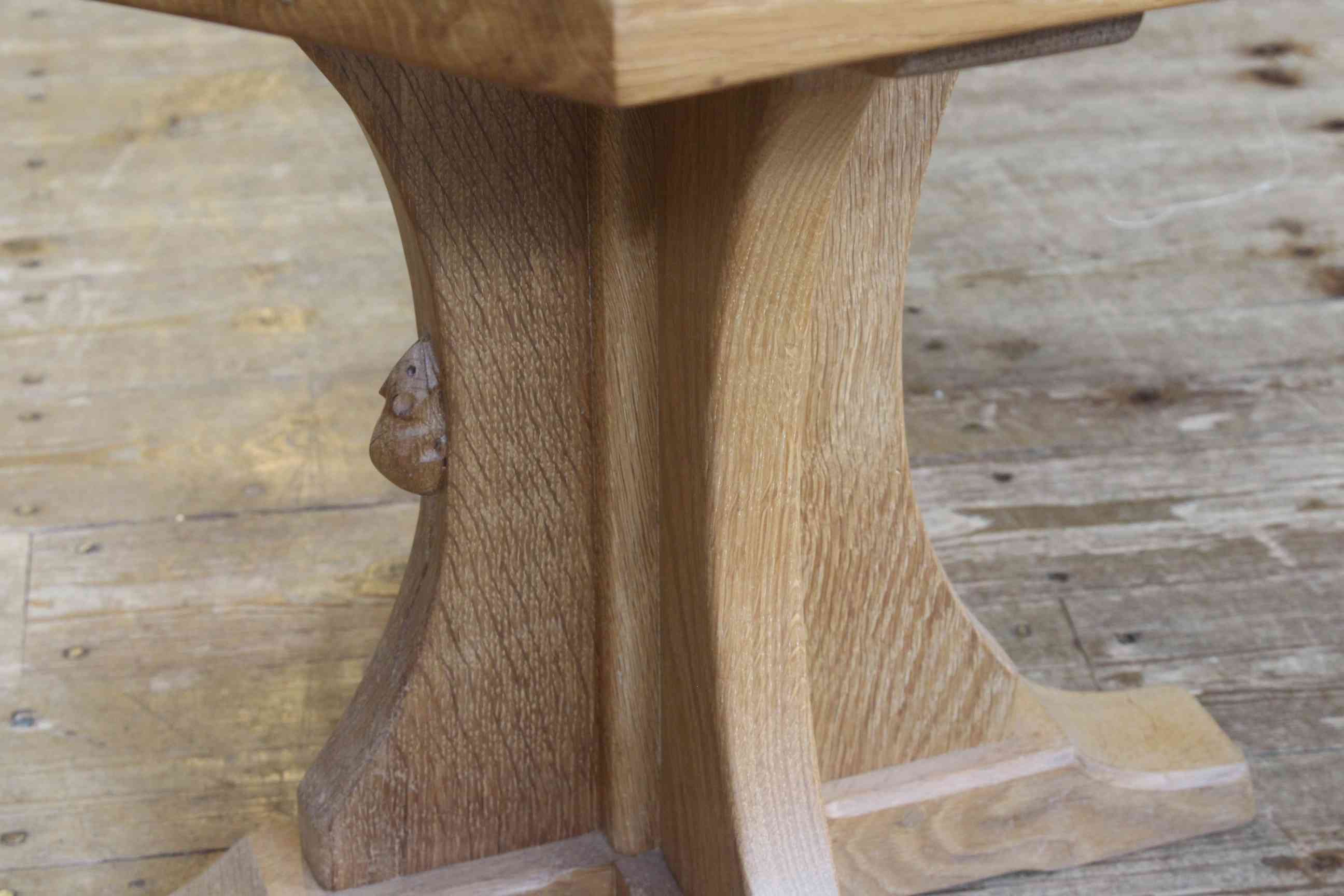 Robert Thompson of Kilburn 'Mouseman' octagonal adzed oak coffee table on crucifix base, - Image 2 of 2