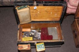 Tool box containing planes, hand drill, etc.