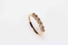 9 carat gold five stone diamond ring, size M.