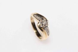 9 carat gold diamond set ring, size L/M.