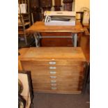 Four drawer plan chest and Draftsmans adjustable table (2).