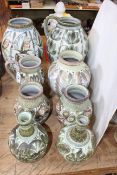 Eight Denby Glyn College including jugs and vases.