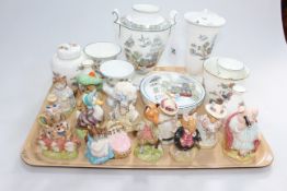 Twelve Beatrix Potter figures including Beswick, Wedgwood Chinese Legend and Kutani Crane vases,