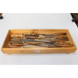 Collection of seventeen vintage wood turners chisels.