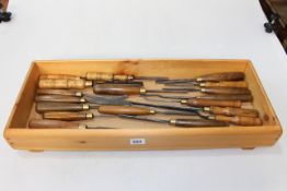 Collection of seventeen vintage wood turners chisels.