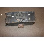 Rectangular cast iron hopper with Yorkshire Rose decoration.