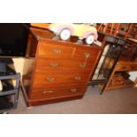 Late Victorian chest of two short above three long drawers and Edwardian mahogany single door