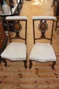 Pair late Victorian/Edwardian inlaid mahogany nursing chairs.