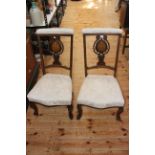 Pair late Victorian/Edwardian inlaid mahogany nursing chairs.