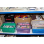 Large collection of craft accessories, sewing machine, four drawer chest and contents etc.