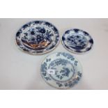 Three antique blue and white Delft plates.