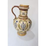 Metlach stoneware relief moulded jug, 25cm.