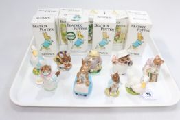 Collection of nine Beswick Beatrix Potter figures including Ribby & Appley Dapply, all with boxes.