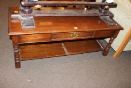 Bevan Funnell Ltd Reprodux rectangular oak coffee table having frieze drawer and undershelf,