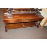 Bevan Funnell Ltd Reprodux rectangular oak coffee table having frieze drawer and undershelf,