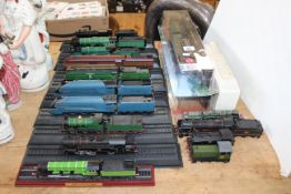 Collection of railway locomotive models including Flying Scotsman, Mallard (three in boxes).