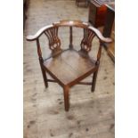 19th Century Chippendale style corner elbow chair.